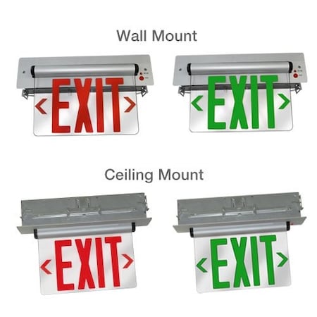Elco Lighting Recessed LED Edge Lit Exit Sign, EDGREC1R EDGREC1R